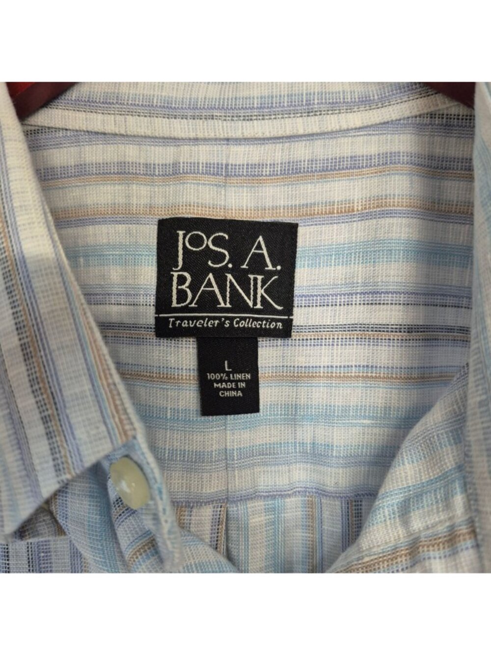 Jos A Bank Men's Striped 100% Linen Button down Short Sleeve Shirt - Picture 4 of 5